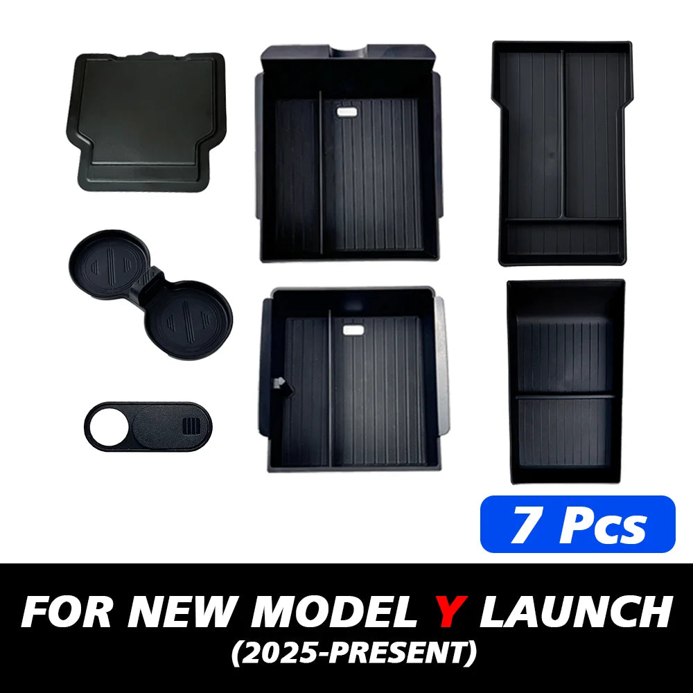 TEKSY Center Console & Armrest Storage Box Set for Tesla Model Y 2025-2026 Juniper, ABS