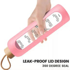 32oz 1L Time-marked Glass Water Bottles Drink Bottle Bamboo Lid Free of Lead Motivational Sport Silicone Sleeve Bottle