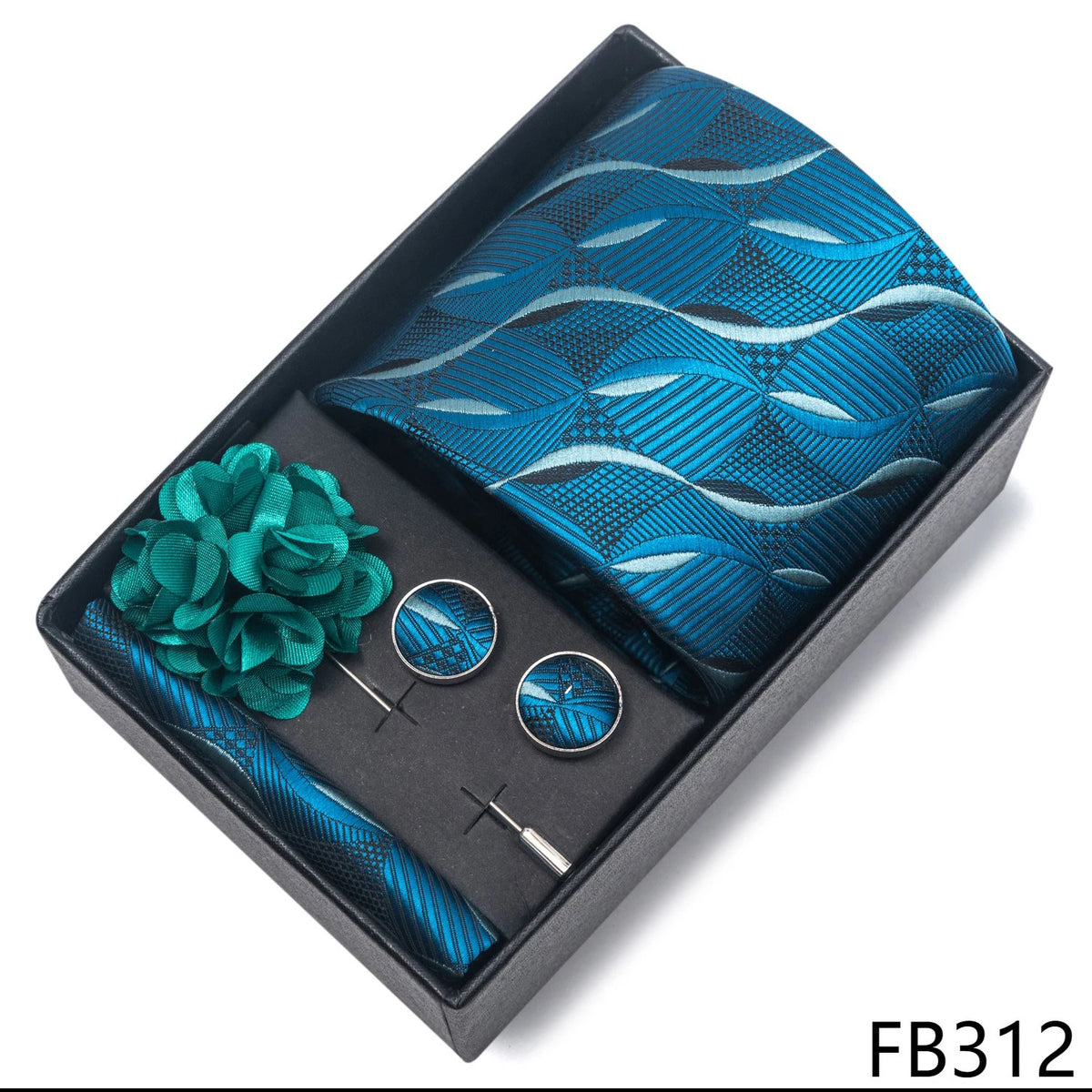 New Designer Blue Red Green Paisley Ties For Men Wedding Party Neck Tie Luxury Tie Pocket Square Cufllink Brooch Set
