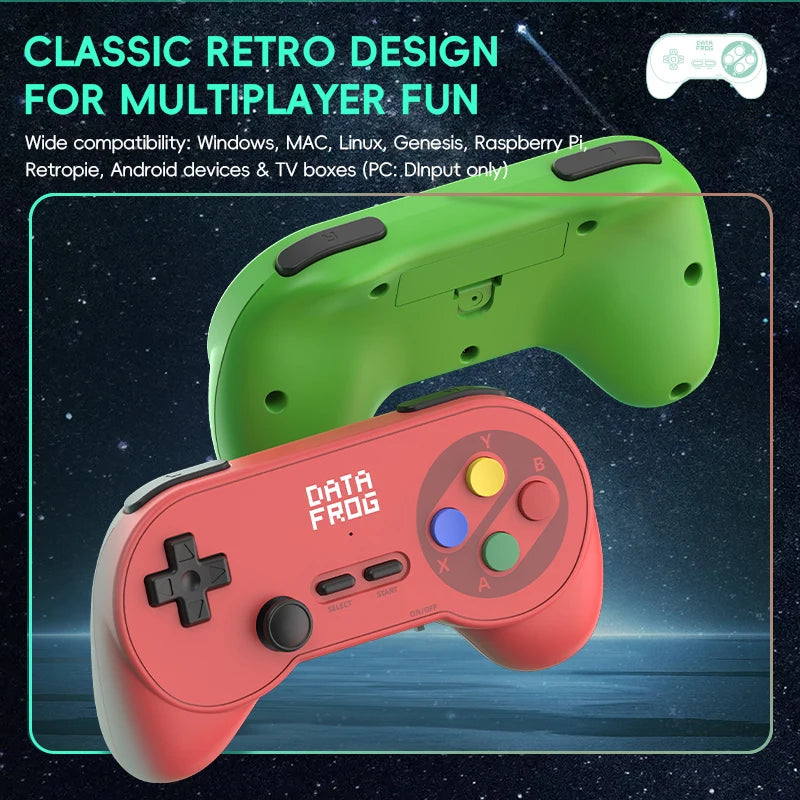 Data Frog PC07 Classic Style Wireless Game Controller, Dual Receiver, Retro Gamepad for PC DInput, Android TV, Arcade Gaming
