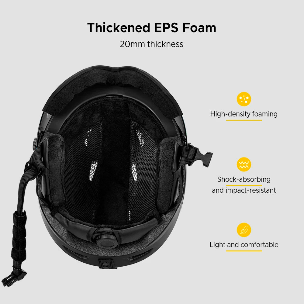 LIXADA Integrated Ski Helmet Men and Women Snowboard Helmet with Removable Visor Goggles Men and Women ‘s Snowboard Wear