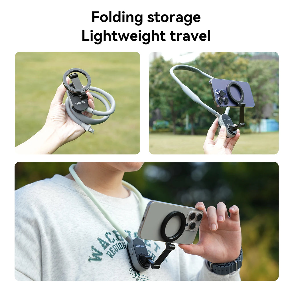 TELESIN Quick Release Magnetic Neck Mount Hold for Iphone 15 14 13 12 11 10 SAMSUNG XIAOMI Smart Phone Accessories