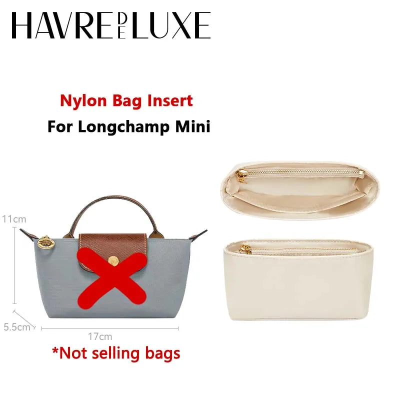 Bag organizer insert for Longchamp bag nylon material super strong fit bag support handbag insert bag accessories