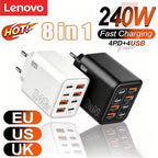 2026 New 240W Multi Port Charger Pd Smartphone Super Fast Charging 4usb-4type-C Charging Head EU US UK Adapter