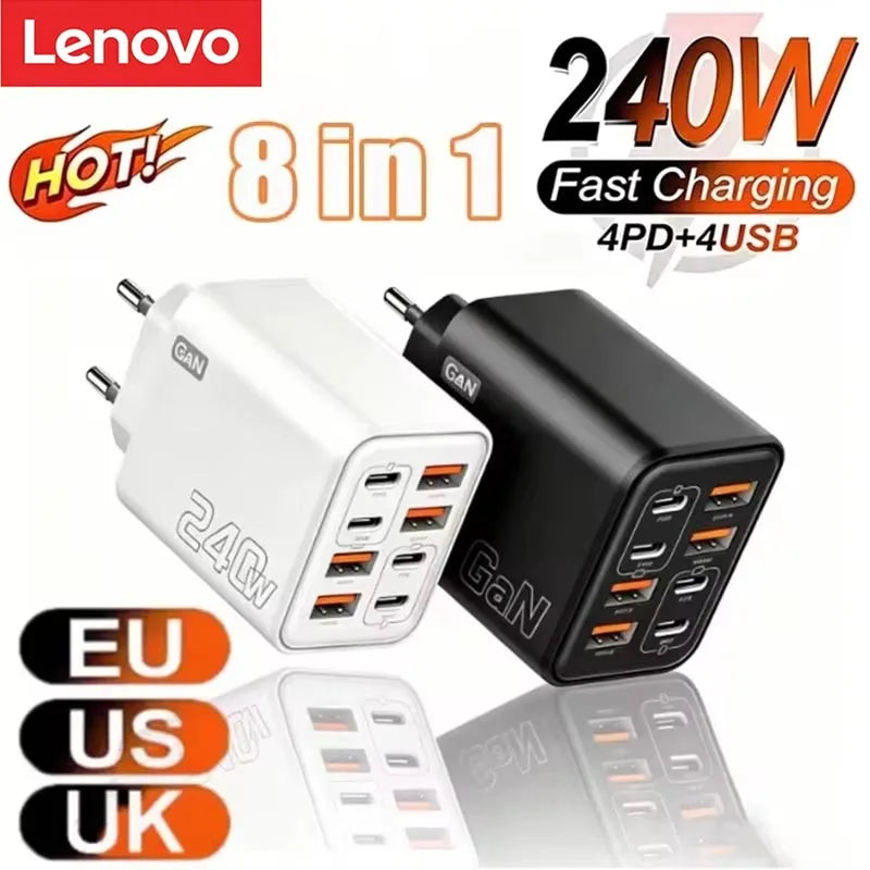 2026 New 240W Multi Port Charger Pd Smartphone Super Fast Charging 4usb-4type-C Charging Head EU US UK Adapter