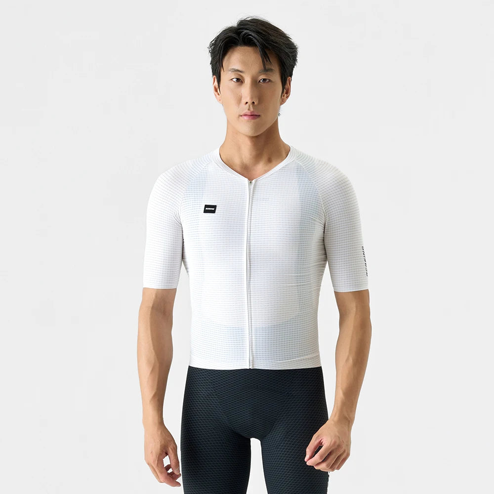 BCBE-ING Men's Aero Cycling Jersey Short Sleeve Lightweight Breathable Race Fit, Black/White