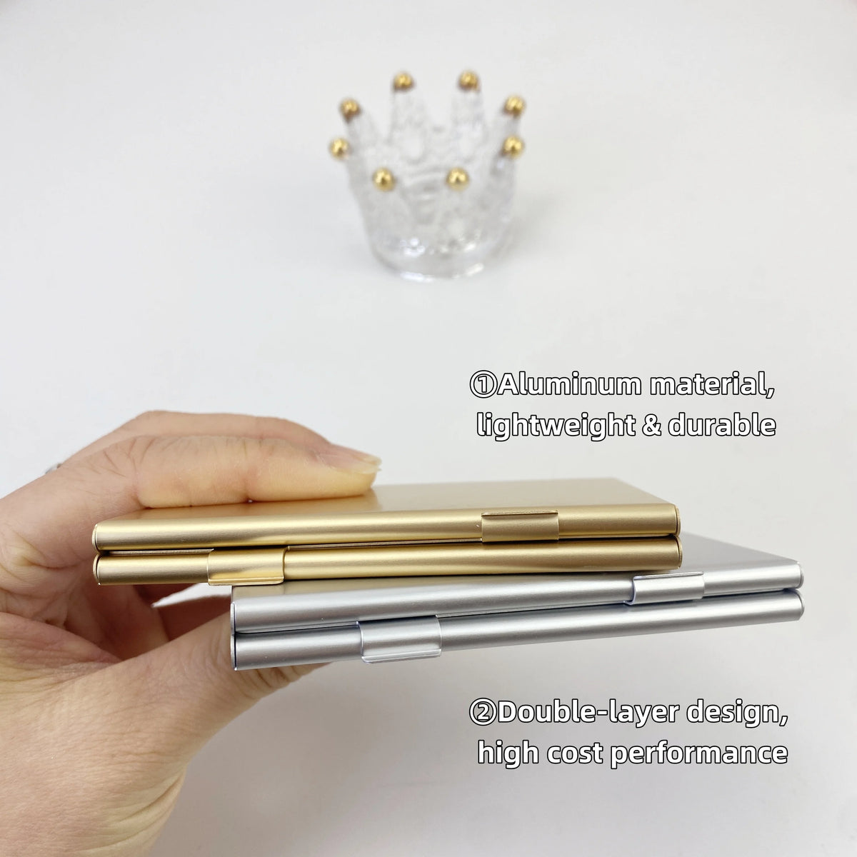 Ultra-Thin Aluminum Dual-Layer Magnetic box DIY Compact - Refillable Case for Eyeshadow & Blush