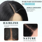 Women's Synthetic Lace Front Wig 26 Inch Long Wavy Middle Part Heat Resistant 1B Black