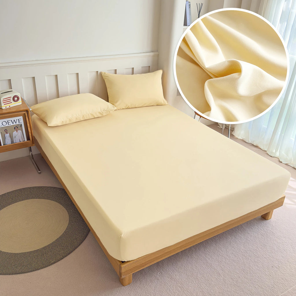 Solid Color Fitted Sheet with Elastic Band, 1pc Mattress Sheet 90x200 to 200x220cm
