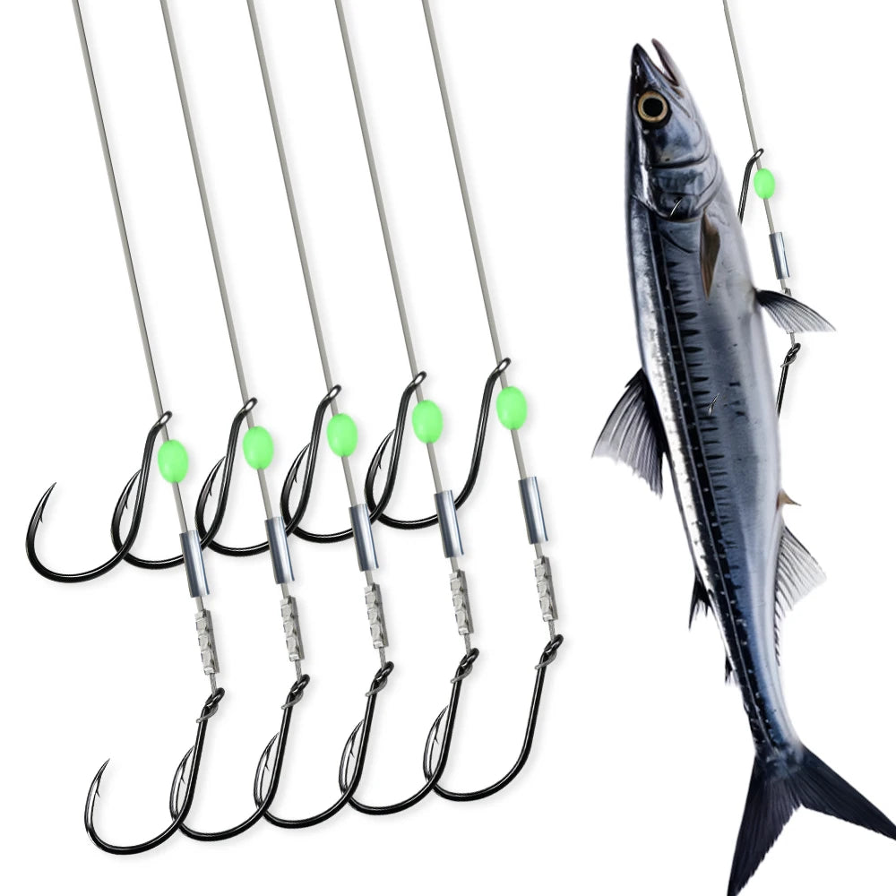 ZYZHE 1pc Fishing Stinger Rigs with 49 Strands Steel Wire Double Hooks For Freshwater Saltwater Fishing Live Bait Rigs