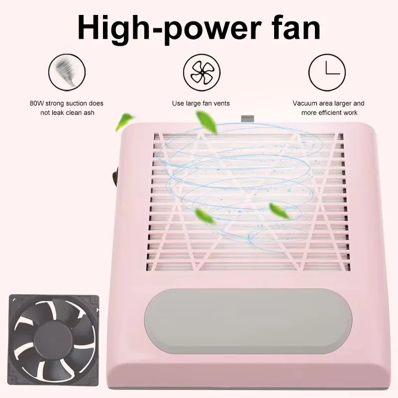 Professional Powerful Nail Duster Exhaust Fan for Nail Art Vacuum Collector Gel Nail Duster for Nail Art Salon Equipment
