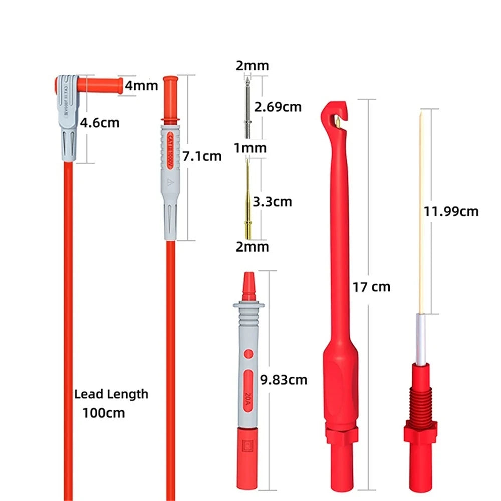 Cleqee P1033B Automotive Multimeter Test Leads Kit with Wire Piercing Puncture Probes 4mm Banana Plug Test Leads Test Probes