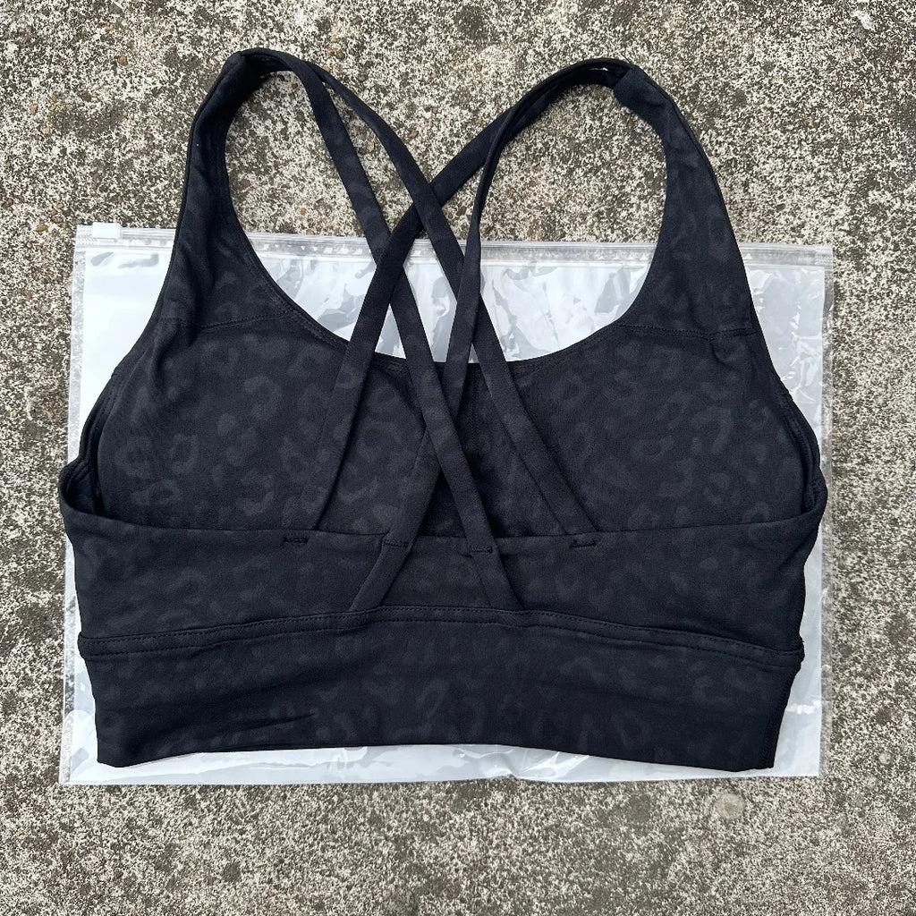 Women Cross Back Sports Bra Top with Removable Pads, Solid Colors, Sizes S-L