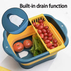 Foldable Dish Basin Vegetable Washing Basket Outdoor Portable Sink Tub Dishpan Silicon Collapsible Drainer for Kitchen Camping