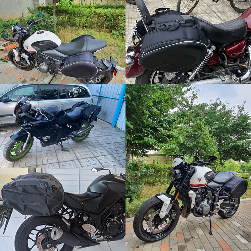 2PCS Universal fit Motorcycle Pannier Bags Luggage Saddle Bags Side Storage Fork Travel Pouch Box Motorcycle Side Helmet Riding