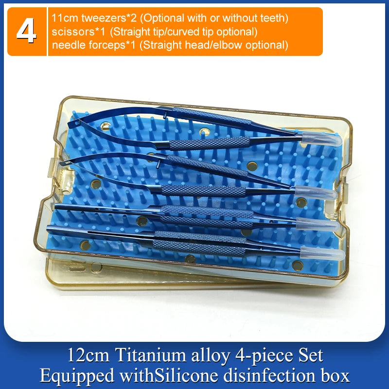 4 Pieces/set Of Ophthalmic Microsurgery Instruments 12/16/18cm Scissors+Needle Holder+tweezers Stainless Steel Surgical Tools
