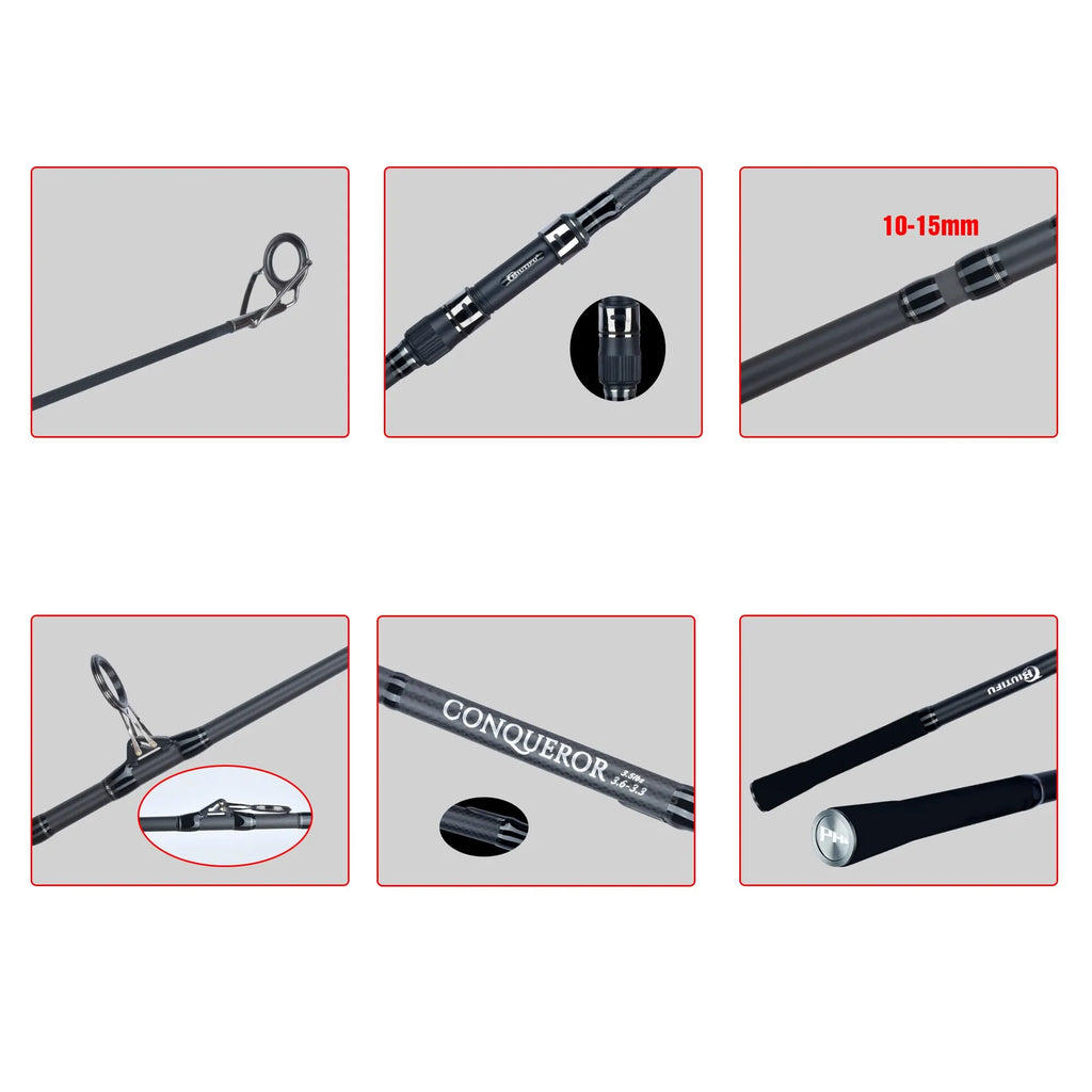 BIUTIFU 2Tips Carp Fishing Rod 3.5lb 7Sections 4.2/3.6/3.0m 30t Carbon Fiber Travel Throwing 60-150m Shore Casting Spinning Pole