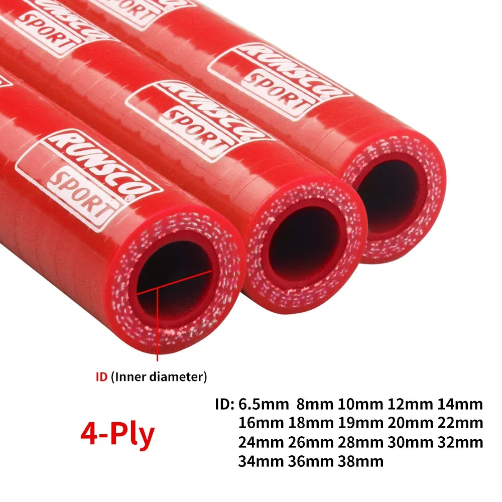 RUNSCO 4Ply Silicone Straight Hose 1 Meter Car Engine Universal Coolant Intercooler Turbo Tube Air Intake Piping water hose Pipe