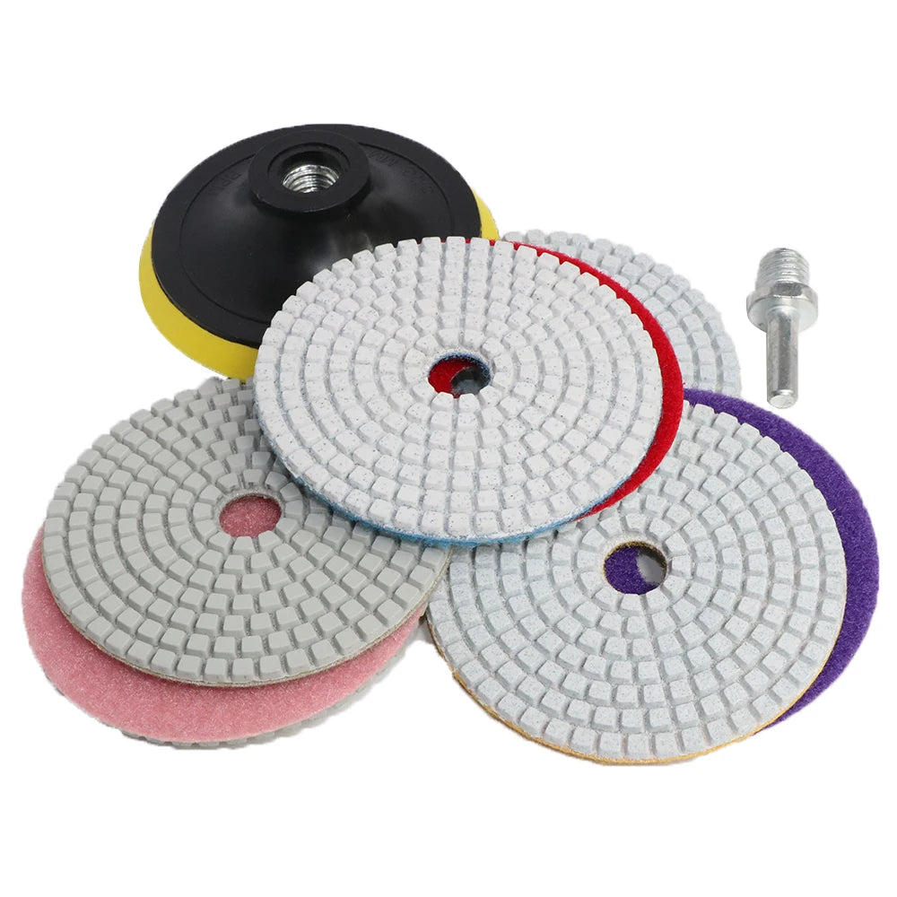 9pcs 3" 4 inch 100mm Diamond Polishing Pads Kit Wet/Dry for Granite Stone Concrete Marble Polishing Use Grinding Discs Set