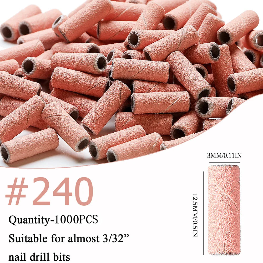 1000pcs 3mm Mini Zebra Nail Sanding Bands Electric Machine Nail Drill Bit UV Gel Acrylic Polish Remover For Nails Accessory Tool