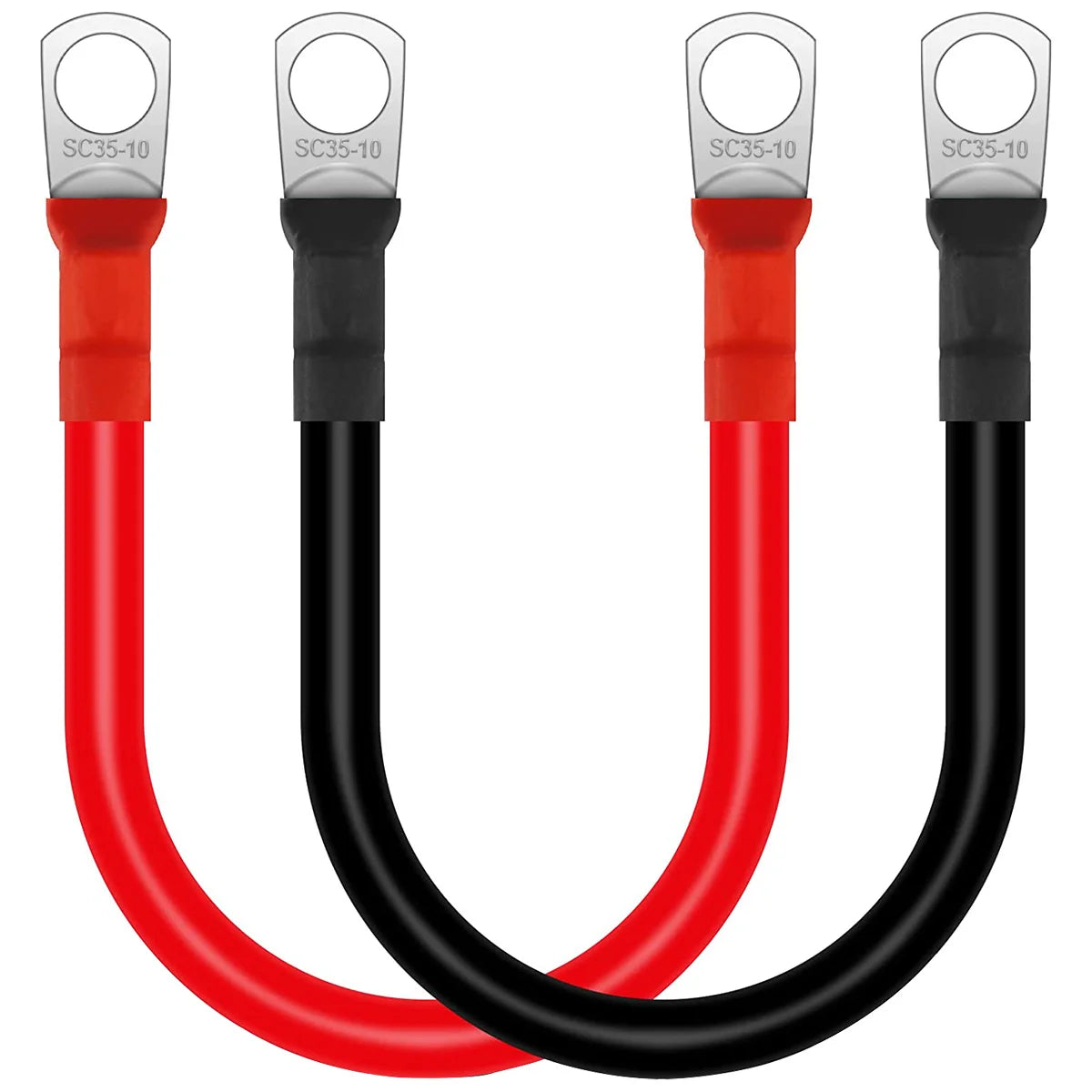 2Pcs Battery Inverter Cable 30cm 12V Copper Auto Battery Cable Waterproof Car Battery Leads  for Truck Motorcycle Solar RV Marin