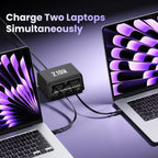 6 in 1 GaN USB C Fast Charging Station Retractable Type C Cable Power Combo Tower Fast Charger For iPhone 17 iPad Samsung Tablet