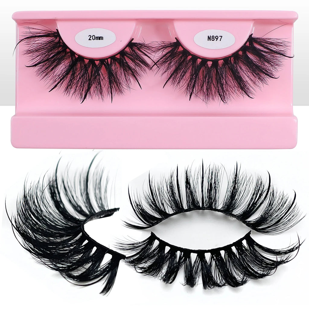 Free Shipping 10Pairs/Pack Fluffy Wispy Natural Strip Lashes With Spikes Wholesale in Bulk Faux Mink Lashes Supplies