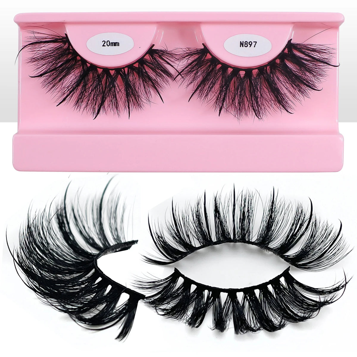 Free Shipping 10Pairs/Pack Fluffy Wispy Natural Strip Lashes With Spikes Wholesale in Bulk Faux Mink Lashes Supplies