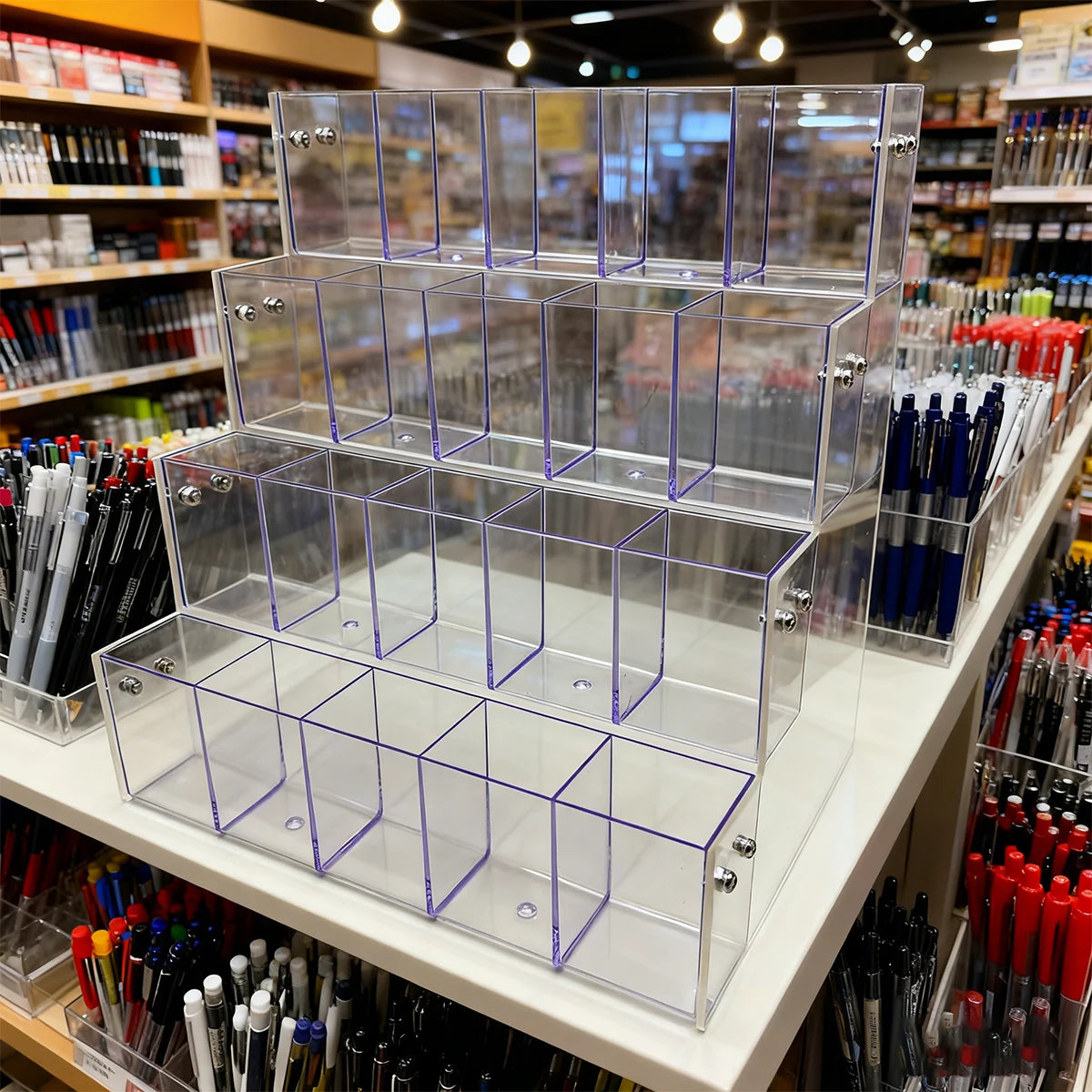 Multi-Layer Acrylic Transparent Step Storage Rack for Cosmetics/Decorations/Office Supplies Retail Display Box Organizer Cabinet