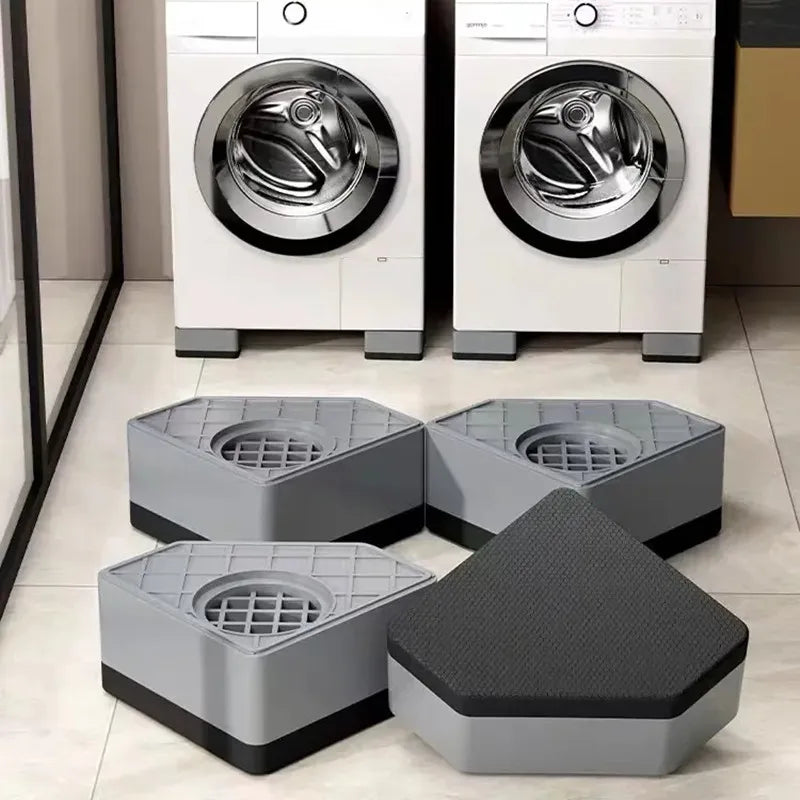 4pcs Washing Machine Anti Vibration Pads Adjustable Feet, Gray ABS+Rubber