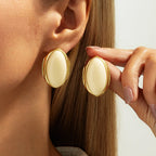 1 Pair Retro Resin Acrylic Oval Stud Earrings for Women Trendy Gold Color Geometric Earrings Fashion Jewelry Accessories