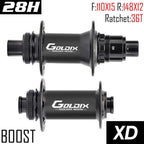 GOLDIX GDX370 Bicycle Hub Sealed Bearing Center Lock Disc Brake J-Bend 28 Holes Ratchet 36T BOOST MTB Hub for Shimano HG MS XD