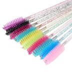 1000pcs Disposable Eyelash Spoolie Mascara Wands, Crystal Handle, Mixed Colors