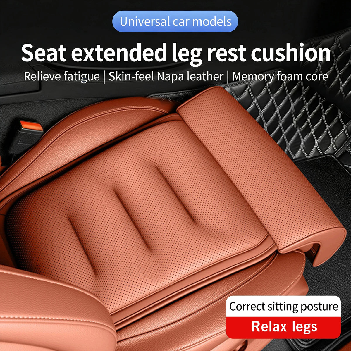 2026 Car Seat Cushion With Leg Support Universal Car Seat Protection Cover Breathable Thick Padding Mat Comfort Auto Seat