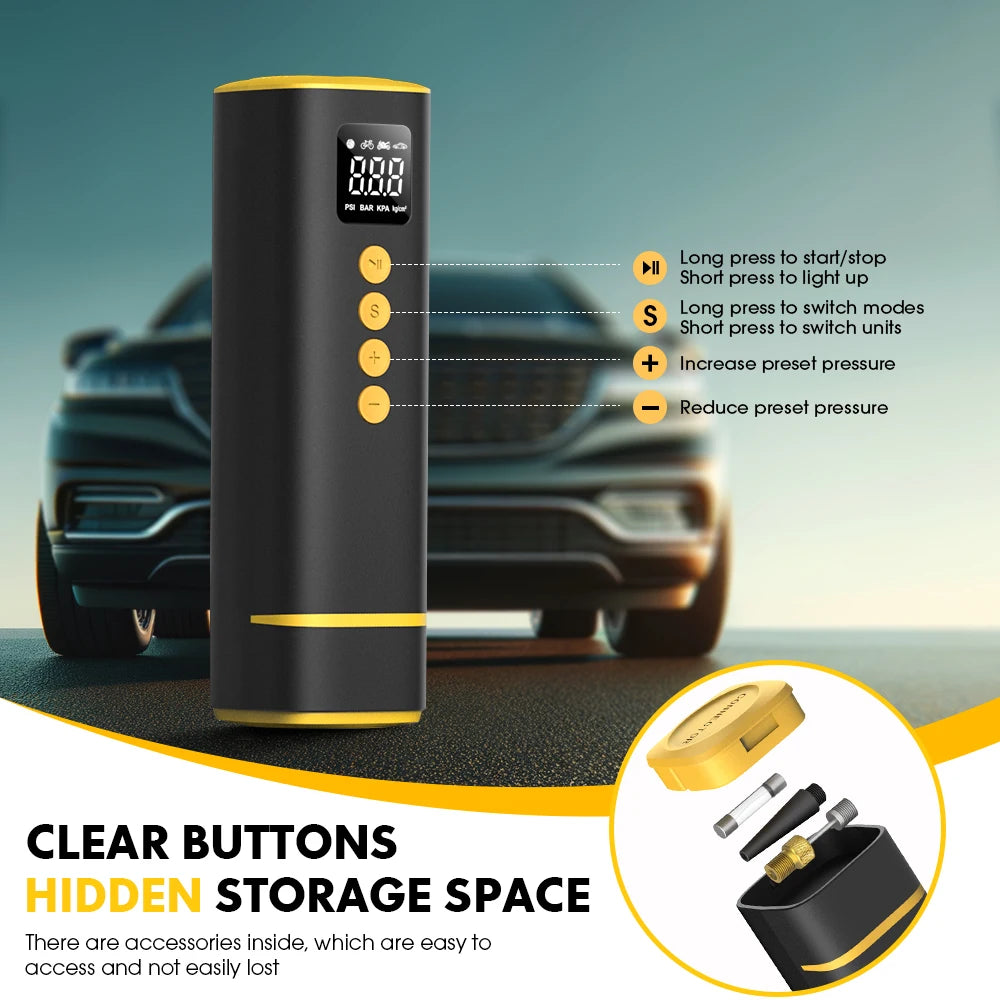 CARSUN Car Tire Air Pump Mini Air Compressor Portable Wired Inflator For Car Motorcycle Bicycle With Extended Power Cord