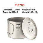 Keith Titanium Cup Titanium Water Mugs Folding Handle Single Wall Cup Outdoor Camping Travel Hiking Cups With Lid 220ml-900ml