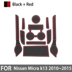 for Nissan Micra k13 2010 2011 2012 2013 2014 2015 Anti-slip Rubber Mat Door Groove Cup Gate Slot Pad Car Stickers Accessories