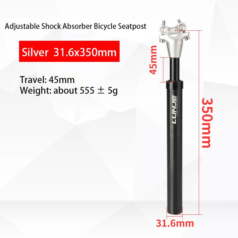 MTB Shock Absorb Seatpost 27.2/30.9/31.6mm Bicycle Seat Post 45mm Travel Road Bike Seat Tube Aluminum Alloy 350 Cycling Seatpost