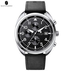 SAPPHERO Business Men's Watch Comfortable Leather Strap Water Resistant Watch with Illuminated Hands Chronograph Watch For Men