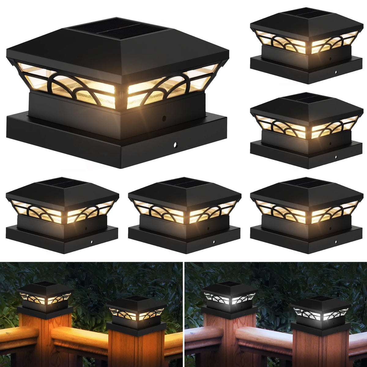 Solar Post Light Outdoor IP65 LED Fence Gate Pillar Column Lamp, 1/2/4pcs