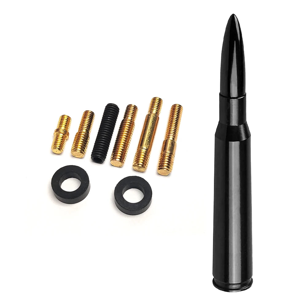 14cm (5.7in) Universal Car Roof AM/FM Bullet Whip Antenna with Screws, Black 1 Set