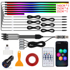 KEVANLY Car Ambient Lights 10 in 1 Footwell Universal RGB Atmosphere Lamps USB APP Remote Cigar Lighter for Tesla Model 3 Y S X