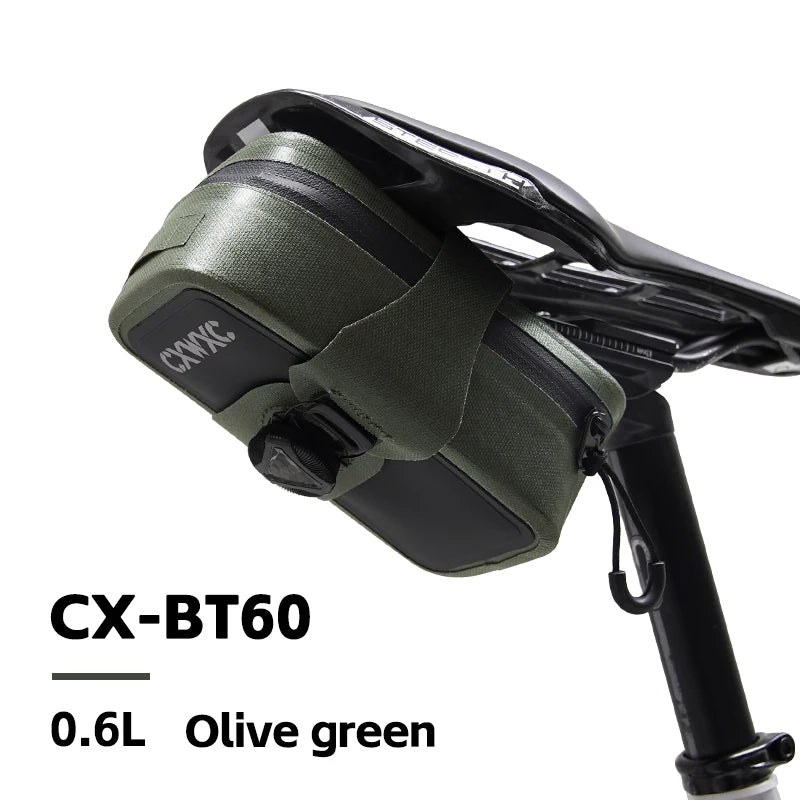 CXWXC TPU Bicycle Saddle Bag 0.6L Self Locking Knob Tail Bag Portable BOA Cycling Bag Waterproof Thick Hardened Mini Bike Bags