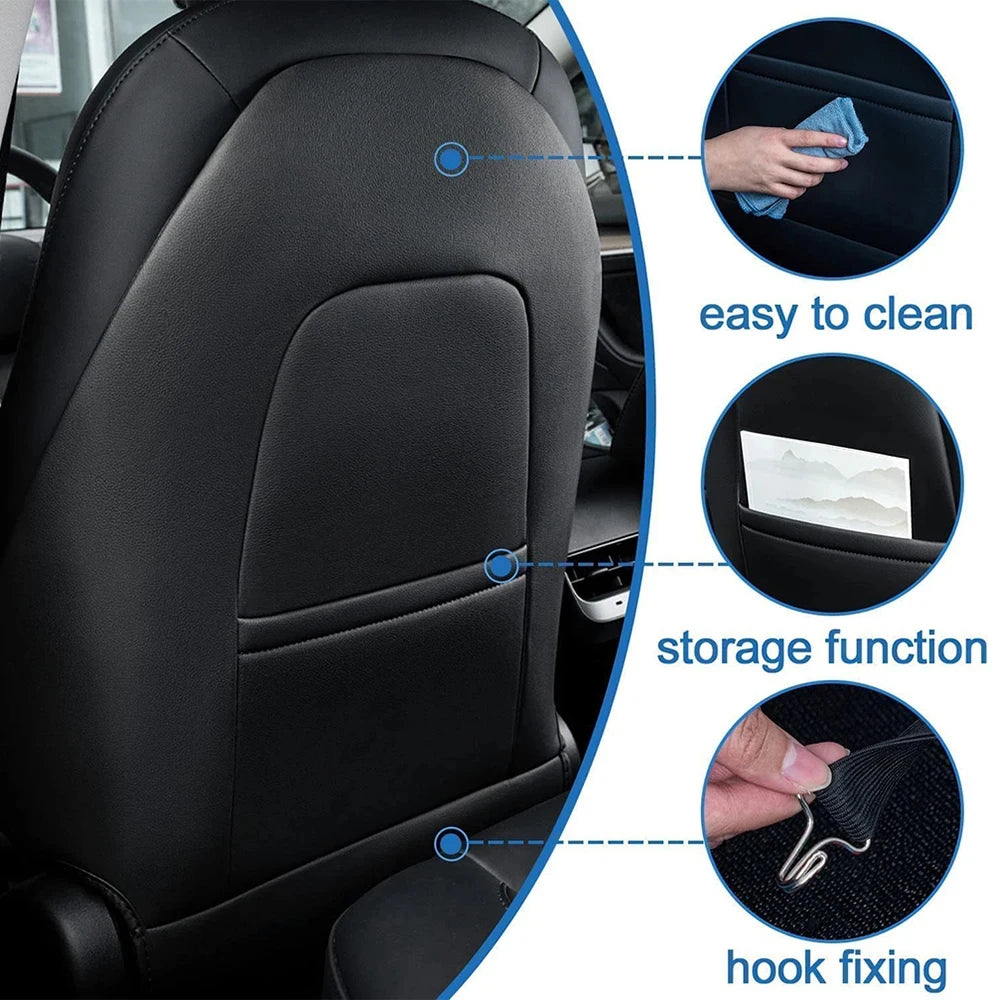 Car Seat Back Anti-Kick Pad Protector, Leather Full Surround, Pair Full Seat Pad
