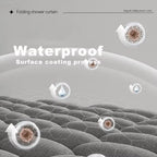 Magnetic Foldable Linen Bath Curtain Waterproof for Walk-In Shower - No Included Adjustable Rod