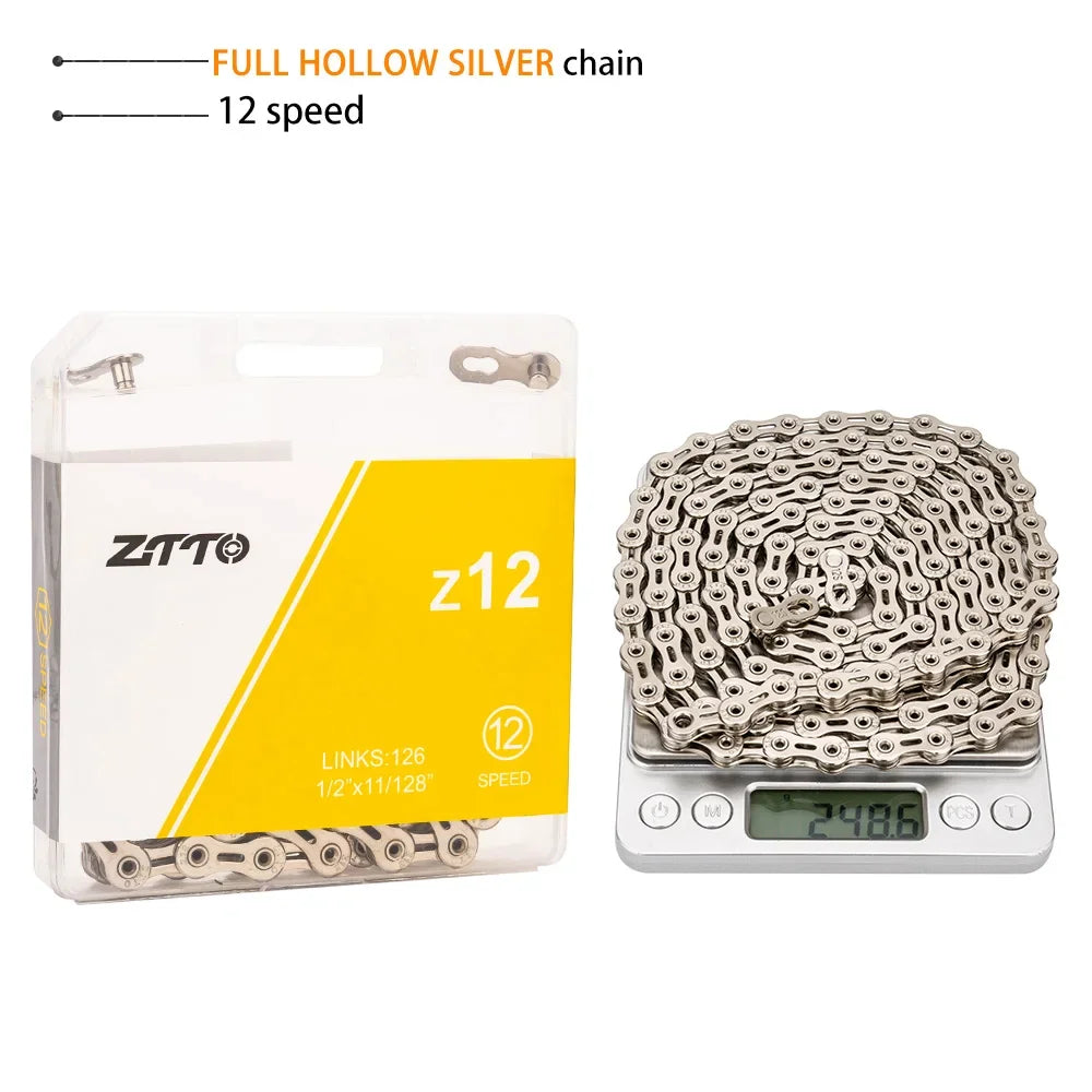 ZTTO MTB 12 Speed Chain 126L 126 Links 1X12 System Power Lock Connector with Missing Link 12s chain For Mountain Road Bicycle