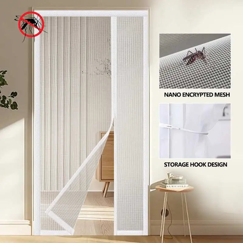 Magnetic mosquito mesh door curtain, self-adhesive insect screen, left open 100x200cm