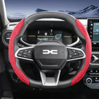 Suitable for Dacia Sports Suede Steering Wheel Cover, Split Snap-On Anti-Slip Style, for Models Such as Sandero Stepway, Duster, Jogger, Bigster, Spring, Electric, Cargo, Logan, Etc., in Black, Brown, Mocha, and Red Co