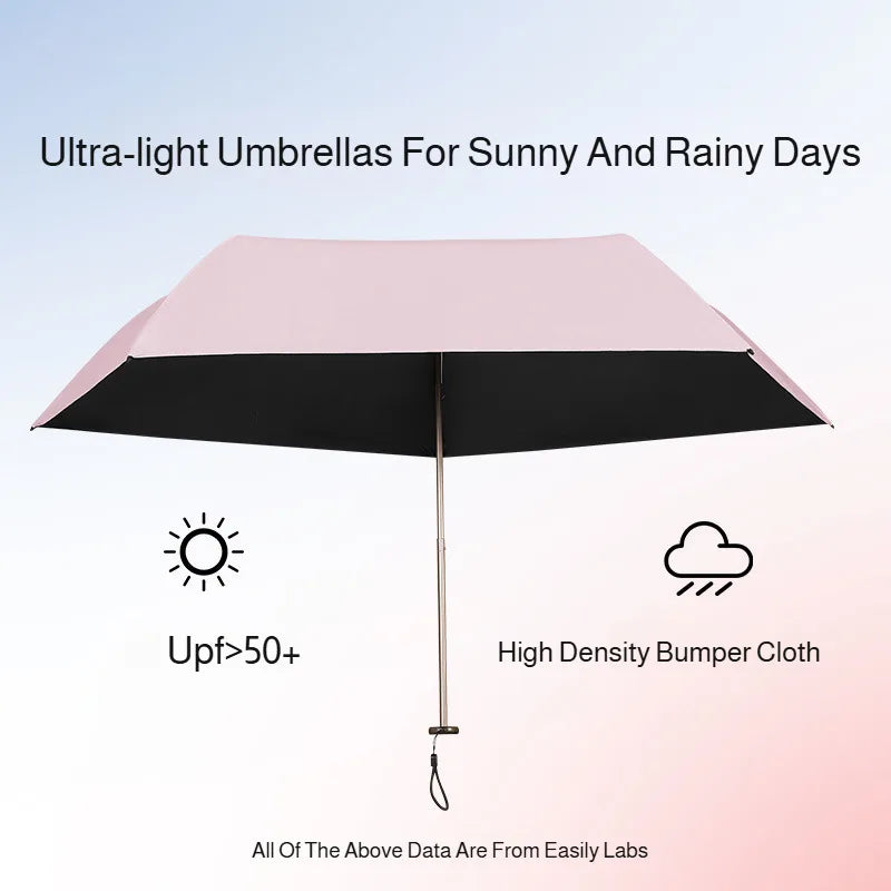 2-in-1 UV Protection Mini Folding Travel Umbrella, Ultralight Pocket Rain Umbrella, 1pc