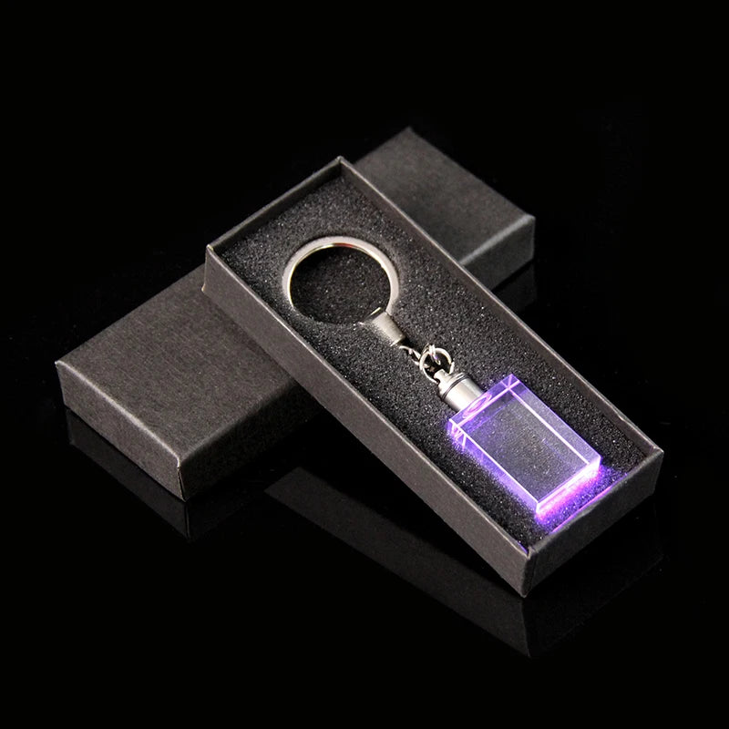 XTOOL Wholesale Blank K9 Shining Crystal Block Cube Keychain for 3D Laser Engraving Rectangular Crystal Lighting Pendants
